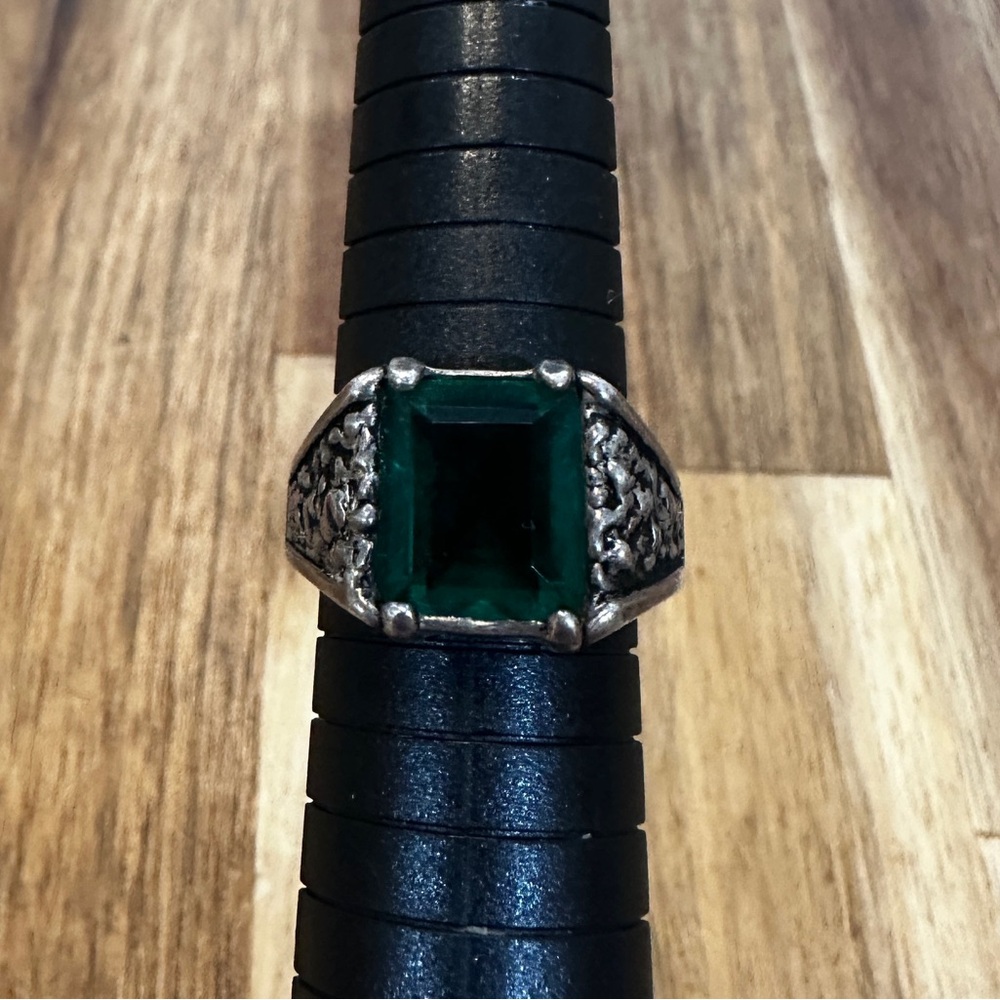 Men’s Stirling Ring with Green Stone